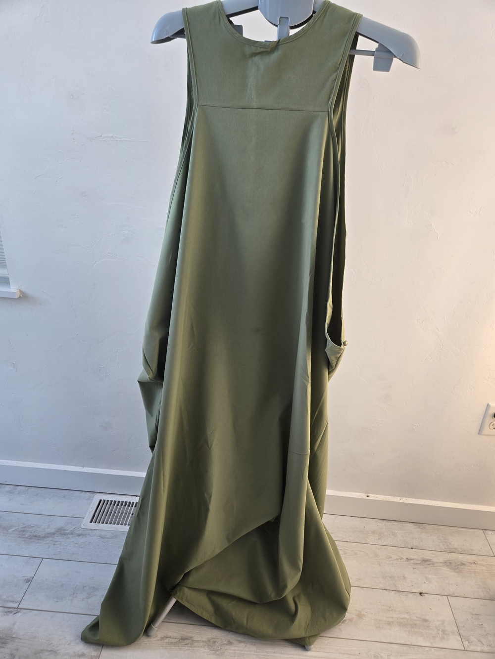 Sleeveless Olive Green Maxi Dress - Women's Flowing A-Line